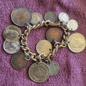 Vintage Coin Charm Bracelet in Mixed Metals